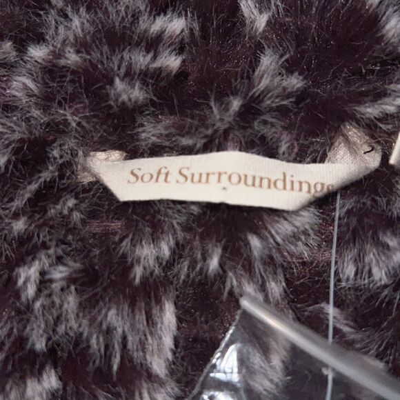 SOFT SURROUNDINGS Faux Fur Purple and White Vest-S - Picture 8 of 10